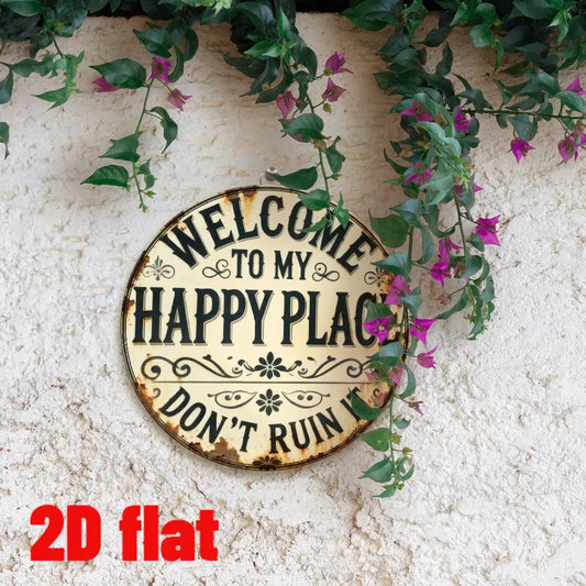 “Welcome to My Happy Place” Metal Sign - Multicolor Wall Art for Home & Office, Perfect Mother's Day Gift (8"/12")
