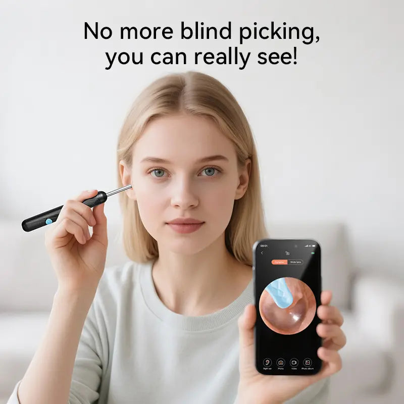 720P HD EarWax Removal Tool with Camera 6 Ear Spoons Set Rechargeable USB Battery Dual Power Safe Ear Care Gentle with WiFi Ear Cleaning summerwins