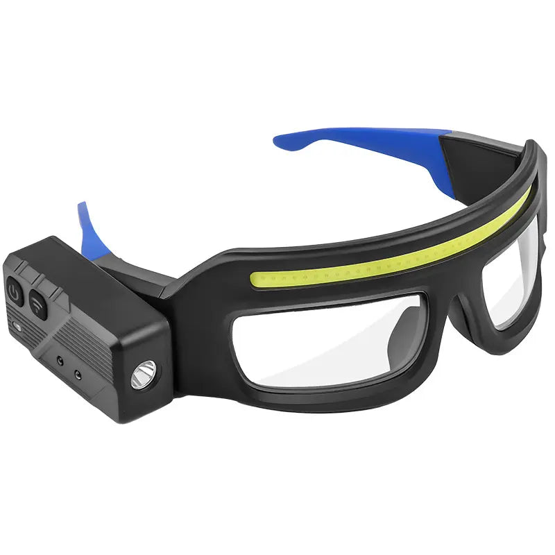Rechargeable LED Safety Glasses with Motion Sensor, USB-C Headlamp for Work, Camping & Repair
