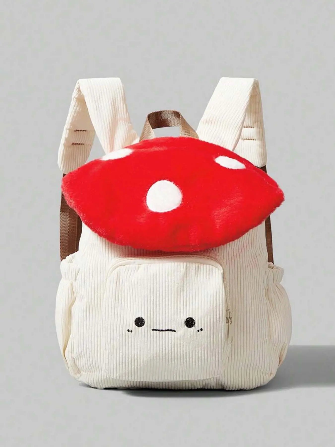 Kawaii Mushroom Backpack – Cute 3D Plush Mushroom Design Mini Backpack for Kids, Daily Travel & School