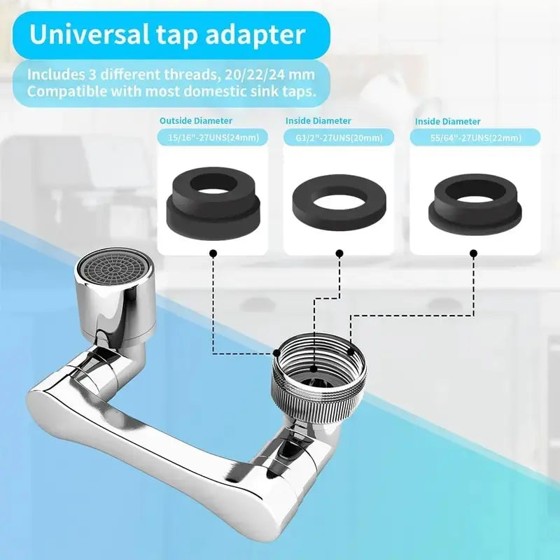 1440° Swivel Faucet Extender – Adjustable Brass Aerator Attachment for Kitchen & Bathroom Sink