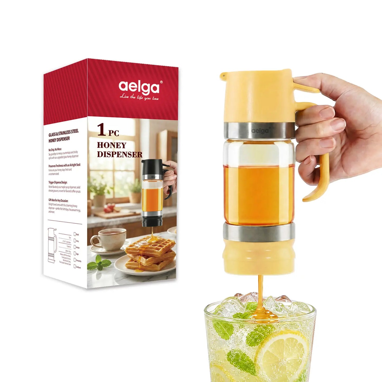 No-Drip Glass Honey Dispenser with Trigger Handle