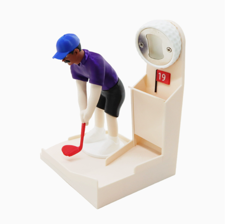 Golf Bottle Opener Caddy – Novelty Golfer Beer Holder & Built-In Cap Opener Gift for Men