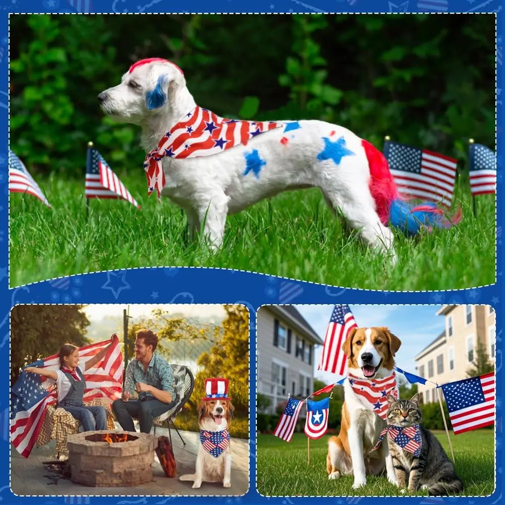 Patriotic American Flag Dog Bandana - Funny 4th of July Pet Scarf for Holiday Festival