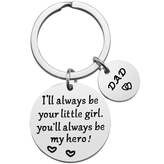 'Hero Dad' Engraved Stainless Steel Keychain - Personalized Father's Day & Birthday Gift from Kids