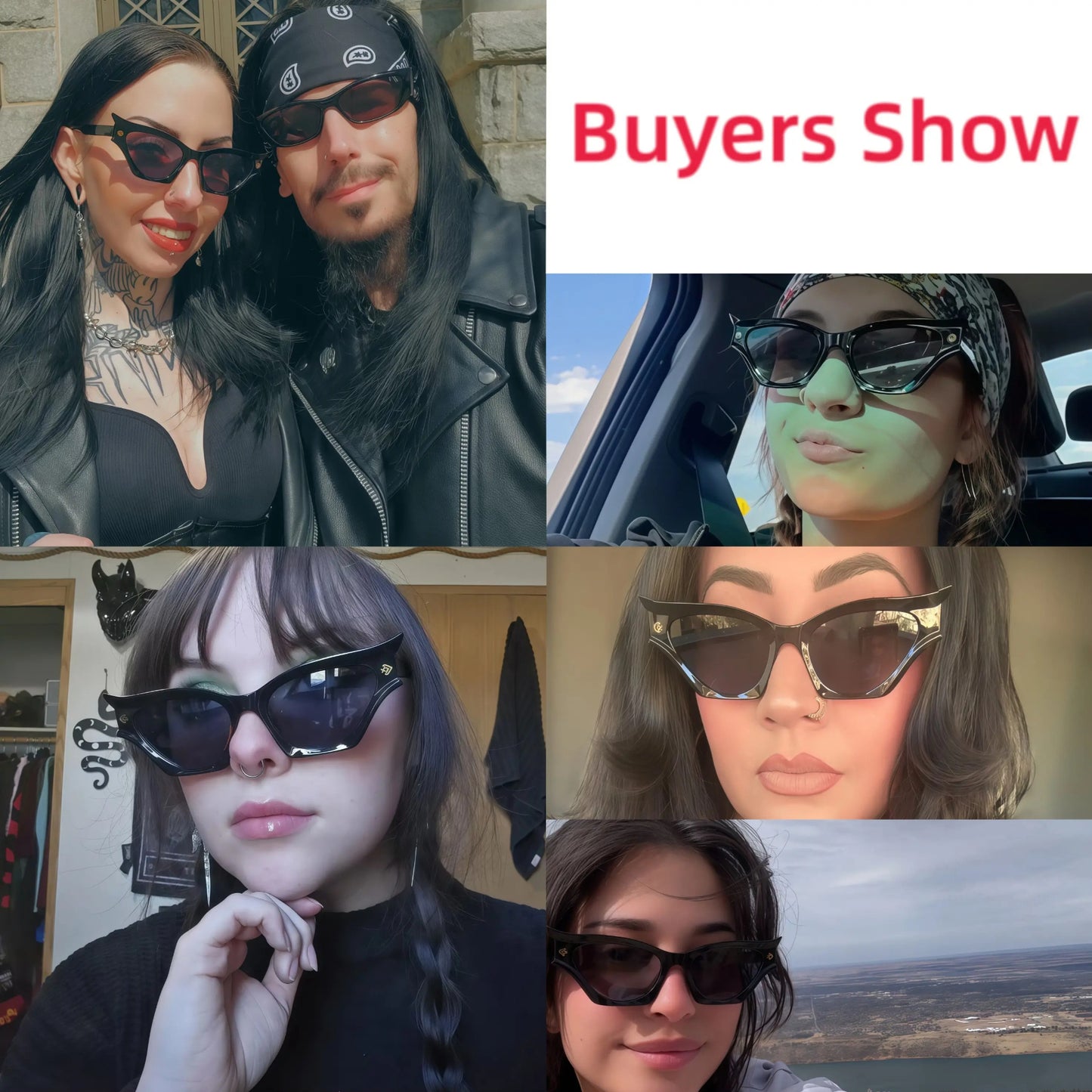 Retro Bat-Wing Cat Eye Sunglasses – Black Statement Shades for Women