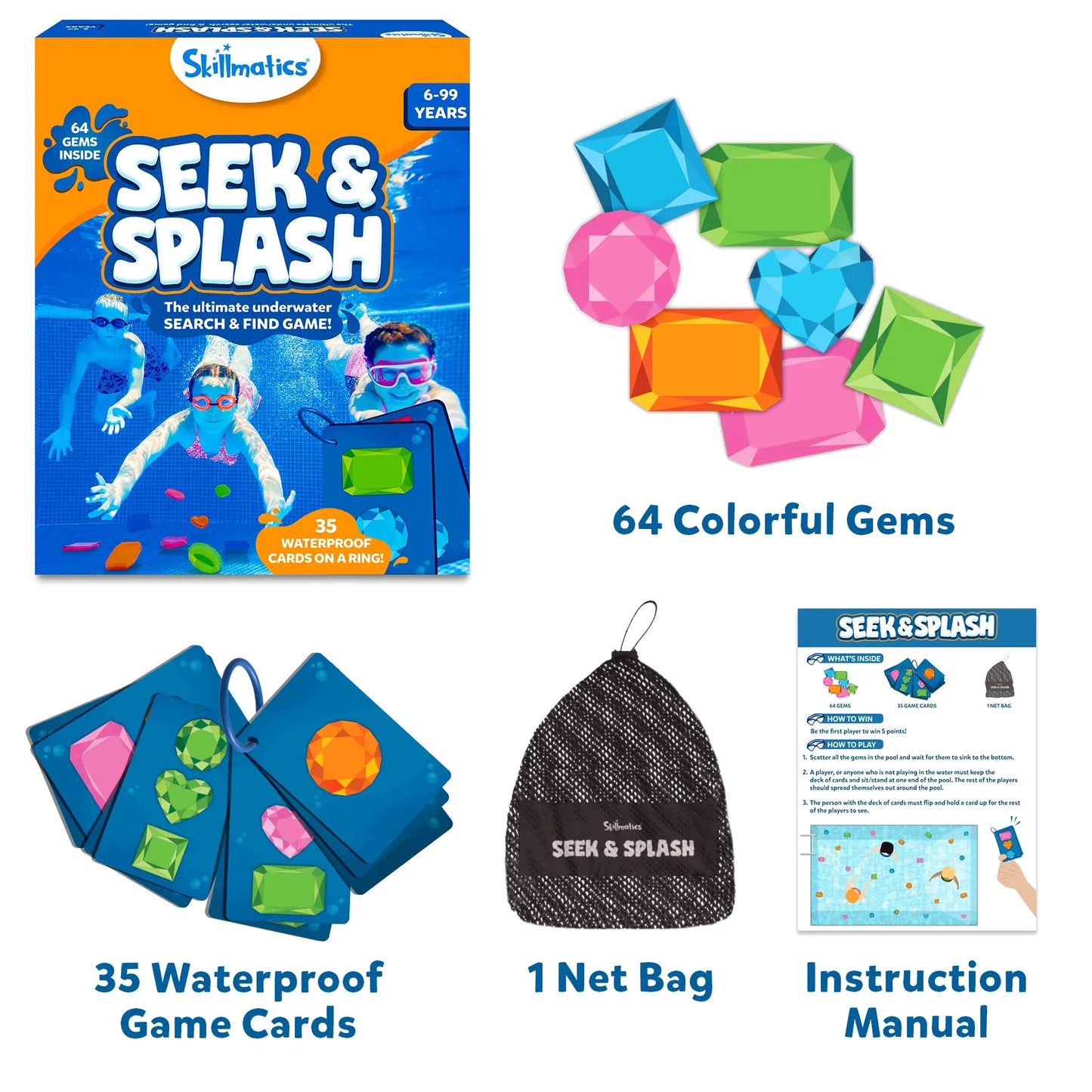 Underwater Seek & Splash Diving Pool Game - Skillmatics Search & Find Learning Pool Toy