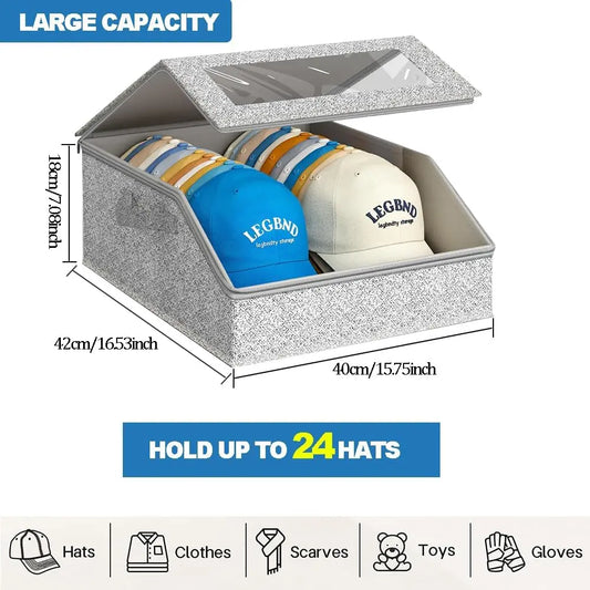 "Clear View" Premium Stackable Hat Storage Box