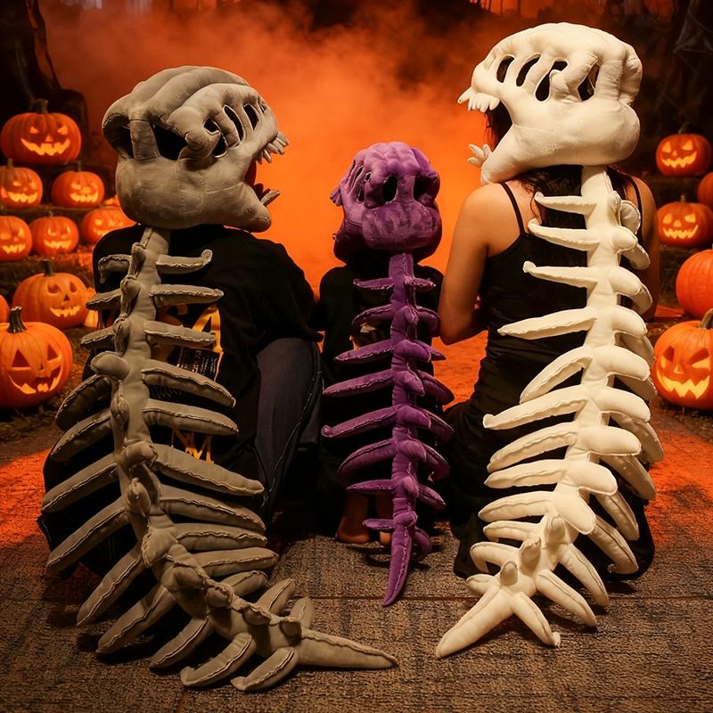 Dinosaur Skeleton Headgear Pillow, 4 Color Options Available, Unisex Cushion, Perfect for Party Cosplay and Sofa Lounging