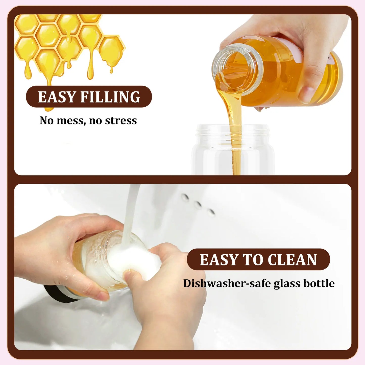 No-Drip Glass Honey Dispenser with Trigger Handle
