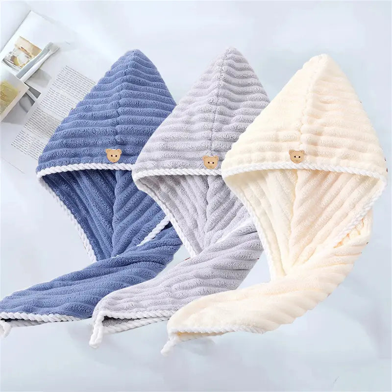 3 Pack Microfiber Hair Towels – Quick Dry Super Absorbent Hair Wraps