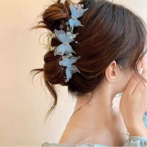 Women's Elegant Rhinestone Decorated Butterfly Design Hair Claw, Exquisite Trendy Hair Claw for Fall Festival, Fashionable Hair Accessories for Women & Girls, Birthday Gifts
