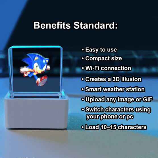 PixelCube: The Ultimate 3D Holographic Desk Gadget - Personalized Animated Weather Station with Wi-Fi Control