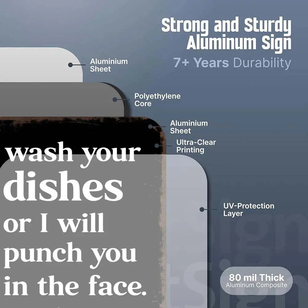 Funny 'Wash Your Dishes' Metal Tin Sign (8"x12") - Waterproof Matte Decor Gift