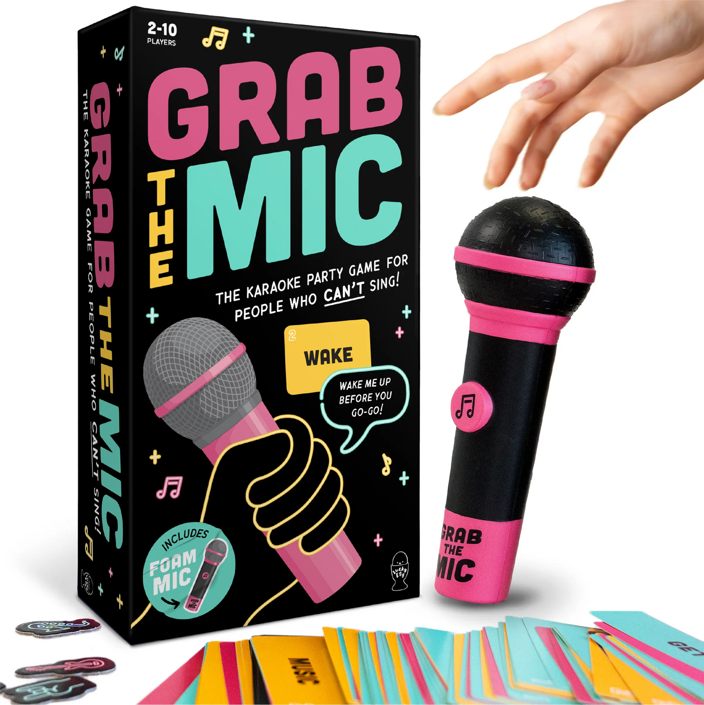 Grab The Mic Karaoke Party Game – Foam Microphone & 125 Cards Board Set