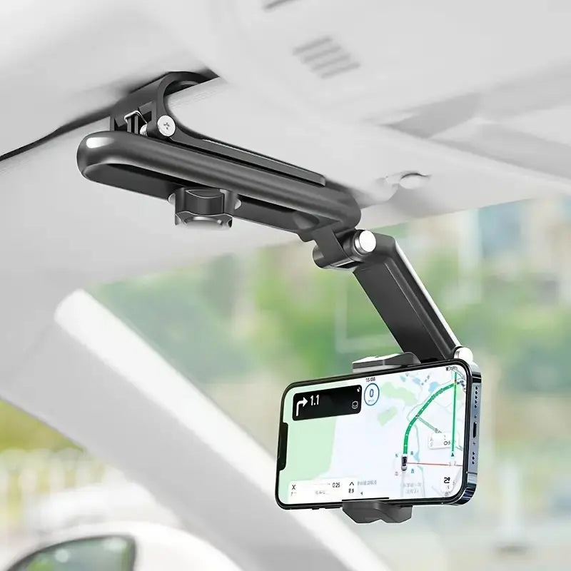 1080° Rotating Car Phone Mount – Adjustable Sun Visor & Dashboard Phone Holder