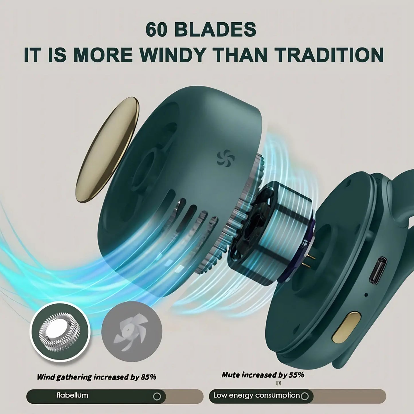 Portable Mini Bladeless Waist/Shirt Clip-On Fan | 3-Speed Silent Personal Fan for Outdoor, Sports & Summer Gifting
