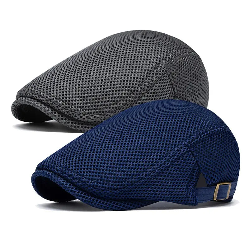 BIGWIG Men's Breathable Mesh Summer  – Adjustable Flat Cap, Newsboy Cap, Beret, Ivy Cap, Irish Driver Cap, and Fishing  Vintage Large Capacity Style Messenger Bag Playing Card Fedora Hat
