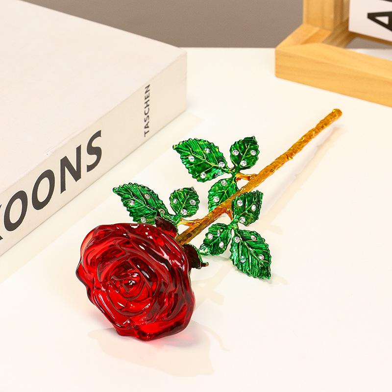 Elegant Glass Crystal Rose, Perfect for Valentine's Day, Mother's Day, Weddings, Decorative Desktop Display, Eternal Flowers